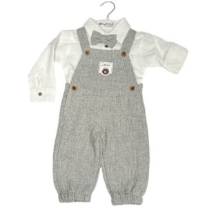 Salopeta si camasa cu papion Gri