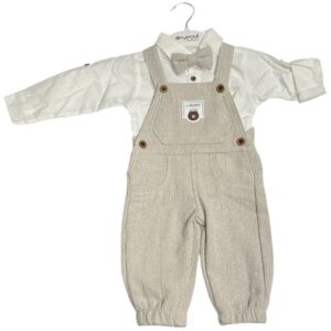 Salopeta si camasa cu papion Beige