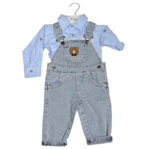 Salopeta si camasa baby Albastru Denim