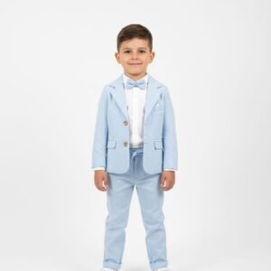 Costum elegant Albastru si cream